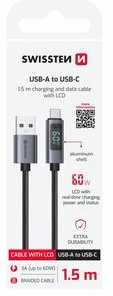 „Swissten LCD“ USB-A–USB-C laidas