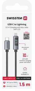 „Swissten LCD“ USB-C–Lightning laidas