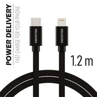 „Swissten Textile“ universalus greitas įkrovimas 3.1 USB-C su „Lightning Data“ ir 1,2 m įkrovimo laidas