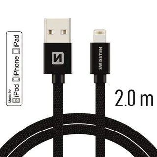„Swissten MFI Textile Fast Charge 3A Lightning“ duomenų ir įkrovimo laidas, 2,0 m