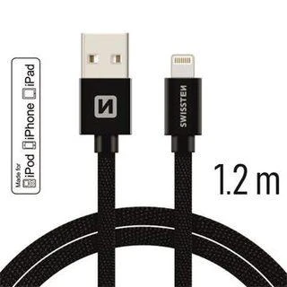 Swissten MFI Textile Fast Charge 3A Lightning Data ir 1,2m įkrovimo laidas
