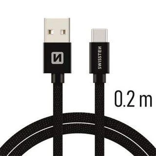 Swissten Textile Universal Quick Charge 3.1 USB-C duomenų ir įkrovimo laidas 20 cm