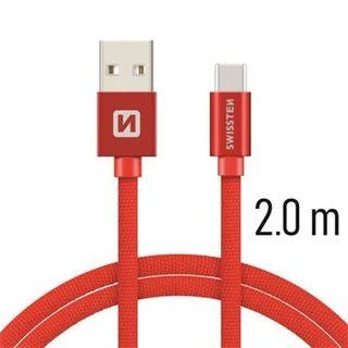 Swissten Textile Universal Quick Charge 3.1 USB-C duomenų ir įkrovimo laidas 2m