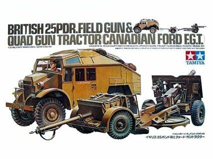 Tamiya – britų 25pdr.field pistoletas ir keturių ginklų traktorius Kanados Ford F.G.T., 1/35, 35044