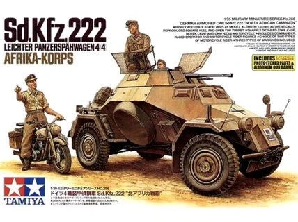 Tamiya Sd.Kfz. 222 4x4 šarvuotis Afrikos korpusas 1/35 modelio rinkinys 35286
