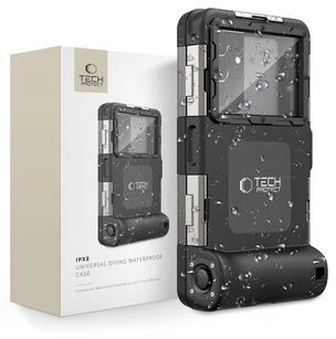 Tech-Protect IPX8 nardymui skirtas vandeniui atsparus dėklas, juodos spalvos