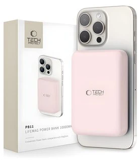 Tech-Protect PB11 LifeMag MagSafe išorinė baterija 10000MAH rožinės spalvos