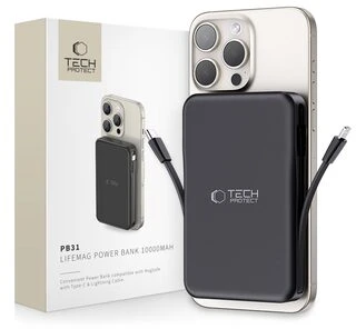 Tech-Protect PB31 LifeMag MagSafe išorinė baterija 10000MAH juodos spalvos