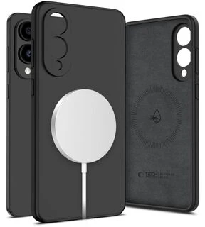 Tech-Protect Liquid Silicone MagSafe dėklas, skirtas Samsung Galaxy S25 Edge – juodos spalvos