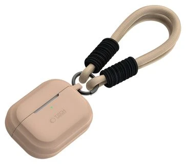 AirPods Pro 1 / 2 Tech-Protect silikoninis dėklas su virvele Cafe Latte kreminis
