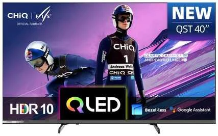CHiQ L40QST televizorius, 40 colių įstrižainės, QLED, „Full HD“, „Google TV“, berėmis, „Dolby Audio“, „dbx-tv“, HDR 10