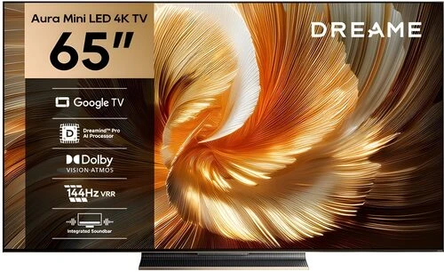 „Dreame Aura Mini LED 4k“ televizorius S100 165,1 cm (65") 4K „Ultra HD“ išmanusis televizorius su „Wi-Fi“ ir Juodas 350 cd/m²