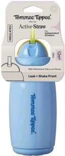 TOMMEE TIPPEE gertuvė - termosas su šiaudeliu IZOLIUOTAS ŠIAUDAS 266ml, 12m+, Pilkas, 447824