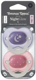 TOMMEE TIPPEE silikoniniai čiulptukai NIGHT STYLE, 6-18 mėn., 2 vnt., 433661