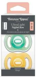 TOMMEE TIPPEE silikoniniai čiulptukai NIGHT GLOW ULTRALIGHT, 0-6 mėn., 2 vnt., 433804
