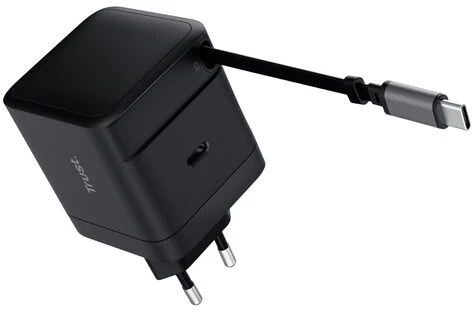 Įkroviklis Trust Maxo 65W 1x USB-C su susukamu kabeliu Juodas (25805)