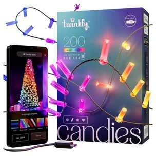 Kalėdinė girlianda Twinkly Candies 200 RGB LED USB- C, žalios spalvos laidas