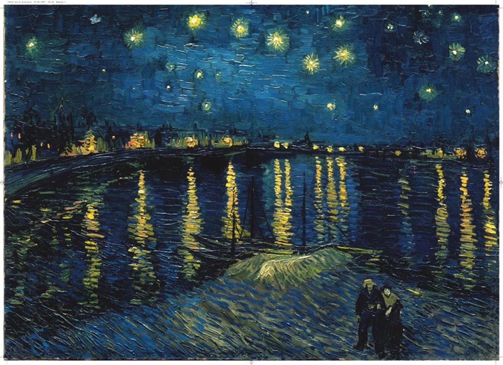Ravensburger Dėlionė 1000 vnt. - Vincentas van Gogas: Žvaigždėta naktis virš Ronos