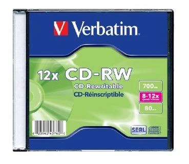 Verbatim CD-RW 80/700MB 12X SCRATCH RESISTANT jewel box - 43148