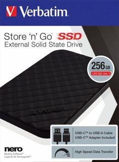 Kietasis diskas Dysk zewnętrzny SSD Verbatim Store 'n' Go Portable 256GB Juodas (53249)