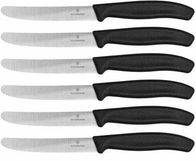 Stalo Peilių Rinkinys - Victorinox 7833 Dantyta Kraštas 6 Vnt 11cm Juodas