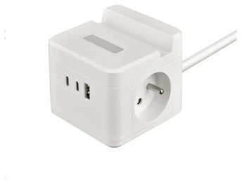 Viking maitinimo adapteris YC23H, 2x 230 V, 1x USB-A, 2x USB-C, jutiklinė lemputė, stovo funkcija, balta