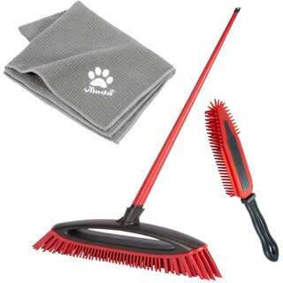 Vileda „Pet Pro ALWAYS CLEAN“ šluotų dėžė, 3 dalių rinkinys (raudona, ALWAYS CLEAN šluota + „Pet Pro“ elektrostatinis šepetys + „Pet Pro“ mikropluošto rankšluostis XL)