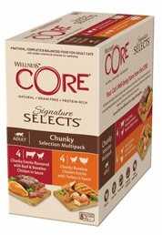 Purina Nestle „Purina Core Signature Selects Chunky Multipack“ konservų rinkinys suaugusioms katėms, 4 x 2 skoniai, 8 x 79 g / 635 g