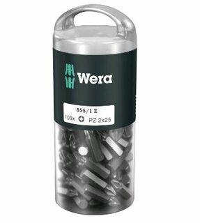 100 vnt. końcówek 1/4" do wkrętów su gniazdem Pozidriv, PZ1/25mm, Wera [05072443001]