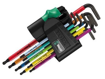 Šešiakampių raktų komplektas WERA, TX8-TX40 mm, TORX tipo, suapvalintu galu, spalvoti, 9 vnt.
