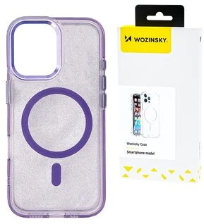 Wozinsky Glitter su Mag Safe, skirtas Samsung Galaxy S25 Ultra – telefono dėklas, violetinės spalvos su blizgučiais