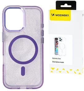 Wozinsky Glitter su Mag Safe, skirtas Samsung Galaxy S25 Plus – violetinės spalvos telefono dėklas su blizgučiais