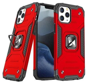 Wozinsky Ring Armor iPhone 14 Pro Max šarvuotas magnetinis dėklas su žiedu, raudonos spalvos