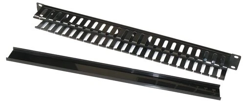 Oem 19" įrišimo skydelis 1U, metalinis su plastikiniu dangteliu, 40x50mm, praleidžiamasis, juodas