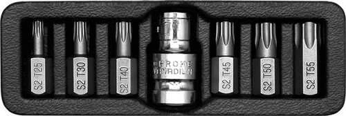 YATO TORX antgaliai 7 elementai. T25 - T55 + ADAPTERIS 0410