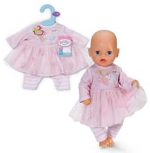 Zapf Baby Rožinė kūdikio gimimui suknelė su 36 cm rankovėmis