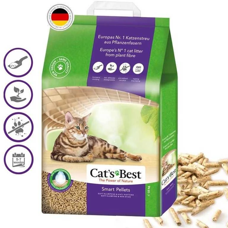Cat's Best Smart Pellets granuliuotas natūralus pjuveninis kraikas 20L ilgaplaukėms katėms
