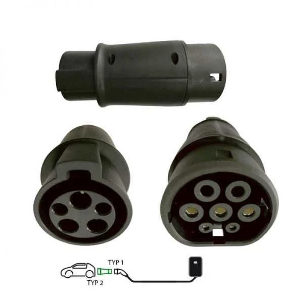 Type 2 į Type 1 adapteris, kontaktų detalės