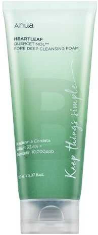 Anua Heartleaf Quercetinol Pore Deep Cleansing Foam Putojantis giliai poras valantis veido prausiklis, 150 ml