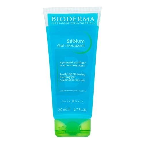 BIODERMA švelnus riebios ir mišrios odos gelinis prausiklis SEBIUM GEL MOUSSANT, 200 ml