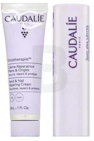 Caudalie Vinotherapist Hand and Nail Repair Kreminis 30 ml + Lip Care 4.5 g rankų kremo ir lūpų balzamo rinkinys