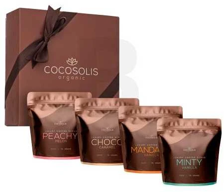 "Cocosolis" prabangių kavos šveitiklių dėžutės rinkinys 4 vnt
