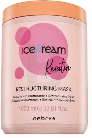 Inebrya Ice Kreminis Keratin atkuriamoji plaukų kaukė su keratinu, 1000 ml