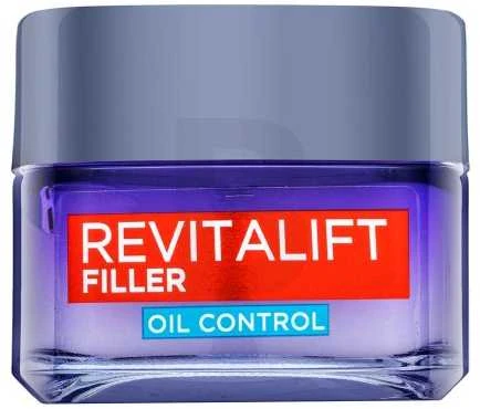 L'Oreal Paris Revitalift Filler Oil Control Day Gel-Kreminis drėkinamasis riebalų išsiskyrimą reguliuojantis gelis-kremas veidui, 50 ml