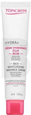 Topicrem HYDRA+ Rich Moisturizing Radiance Kreminis drėkinamasis, spindesio suteikiantis veido kremas jautriai ir sausai odai, 40 ml