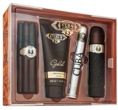 Cuba Gold rinkinys vyrams (EDT, 100 ml + vanduo po skutimosi, 100 ml + dušo želė, 200 ml + EDT, 35 ml)