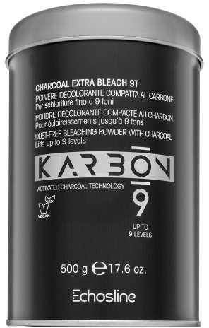 Echosline Karbon 9 Dust-Free Bleaching Powder with Charcoal plaukus šviesinantys milteliai, 500g