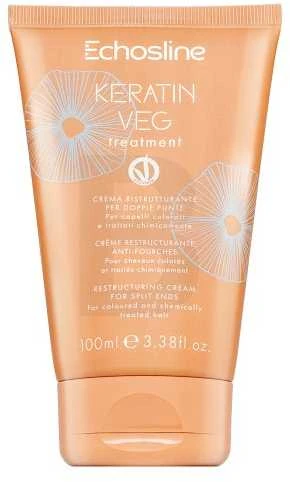 ECHOSLINE Keratin Veg Treatment Restructuring Kreminis galiukus atstatantis kremas dažytiems ir pažeistiems plaukams, 100 ml