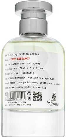 Emir Just Bergamot Factory Edition EDP parfumuotas vanduo unisex, 100 ml