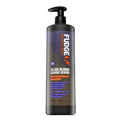 Fudge Professional Clean Skirtas šviesiems plaukams Damage Rewind Violet-Toning Šampūnas šampūnas pažeistiems šviesiems plaukams, 1000 ml